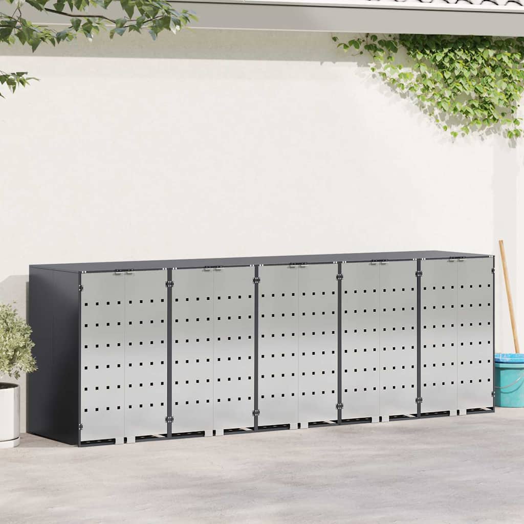 Wheelie Bin Opbevaring til 3 Affaldscontainere Rustfrit stål
