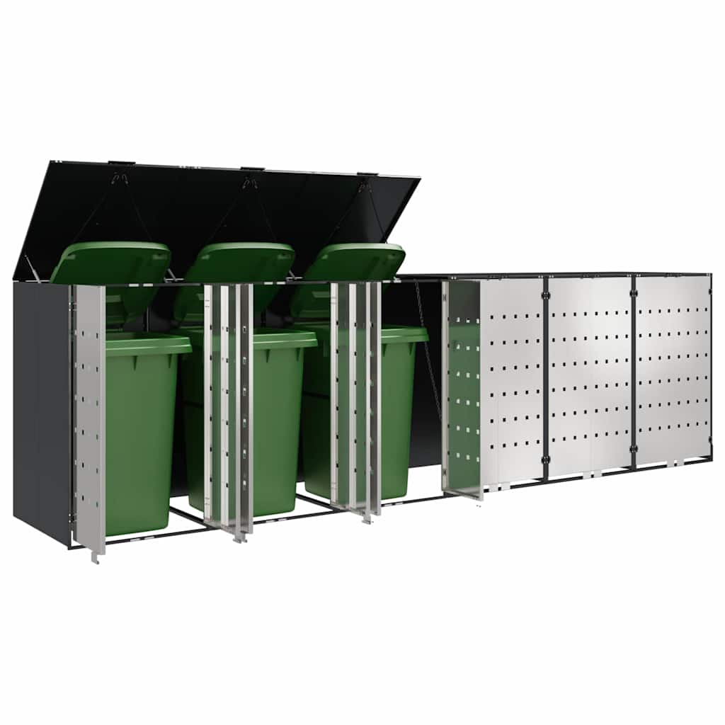 Wheelie Bin Opbevaring til 3 Affaldscontainere Rustfrit stål