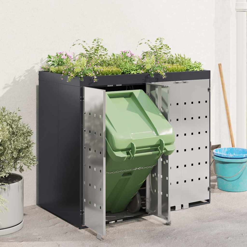 Wheelie Bin Opbevaring til 3 Affaldscontainere Rustfrit stål