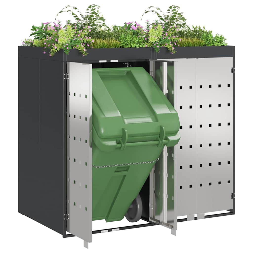 Wheelie Bin Opbevaring til 3 Affaldscontainere Rustfrit stål