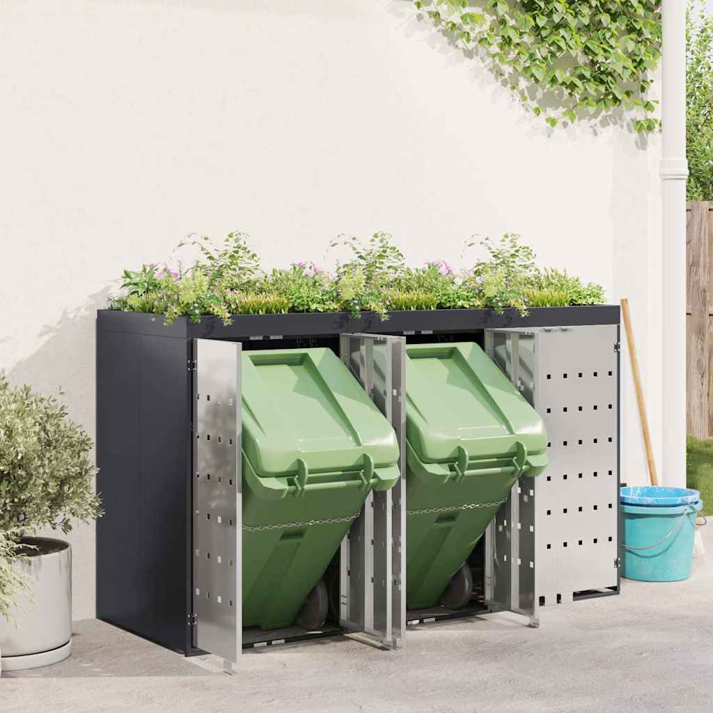 Wheelie Bin Opbevaring til 3 Affaldscontainere Rustfrit stål