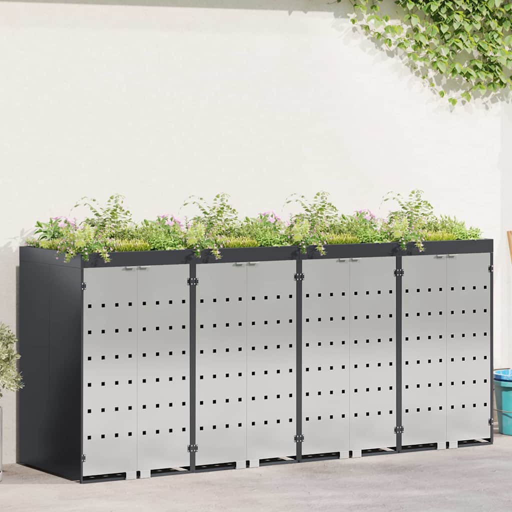 Wheelie Bin Opbevaring til 3 Affaldscontainere Rustfrit stål