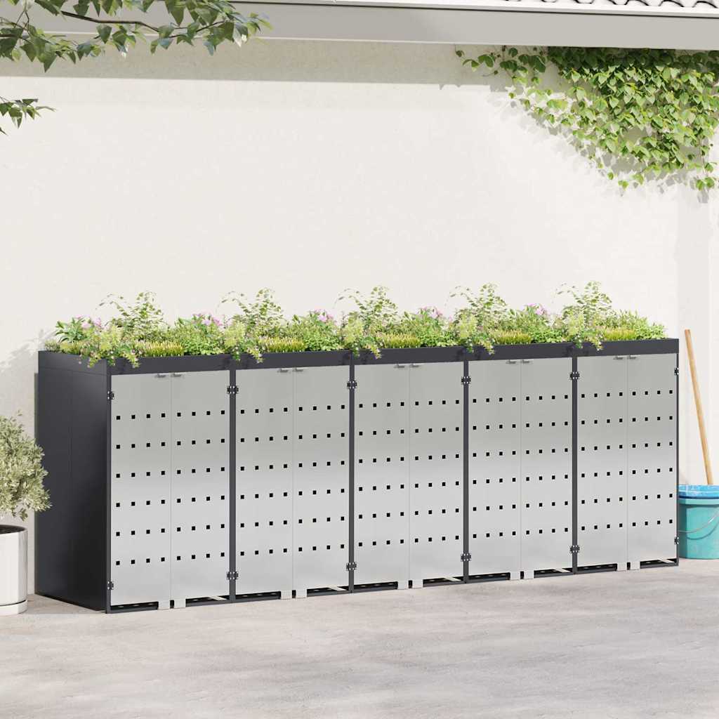 Wheelie Bin Opbevaring til 3 Affaldscontainere Rustfrit stål