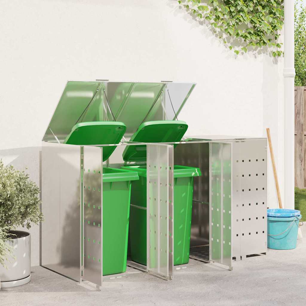 Wheelie Bin Opbevaring til 3 Affaldscontainere Rustfrit stål
