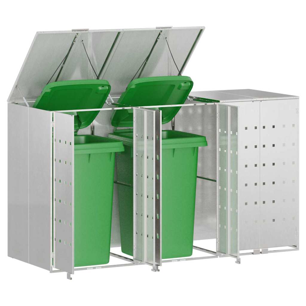 Wheelie Bin Opbevaring til 3 Affaldscontainere Rustfrit stål