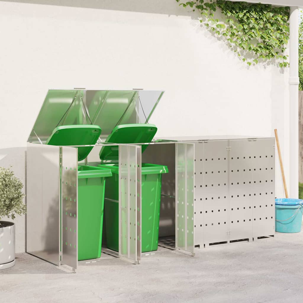 Wheelie Bin Opbevaring til 3 Affaldscontainere Rustfrit stål