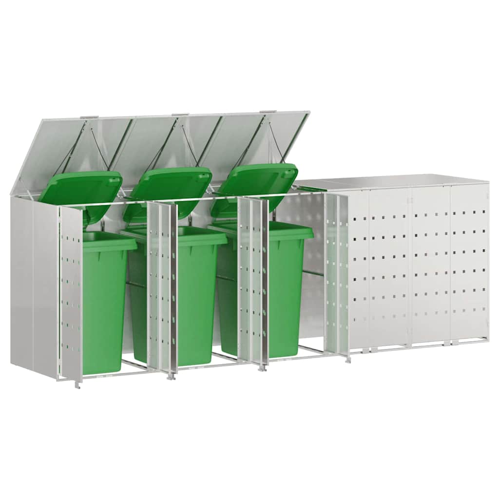 Wheelie Bin Opbevaring til 3 Affaldscontainere Rustfrit stål