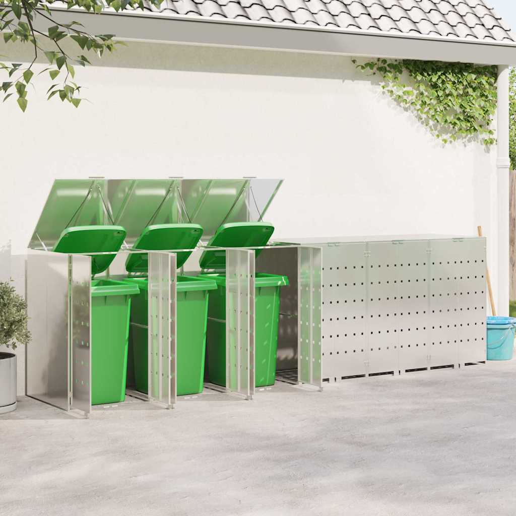Wheelie Bin Opbevaring til 3 Affaldscontainere Rustfrit stål