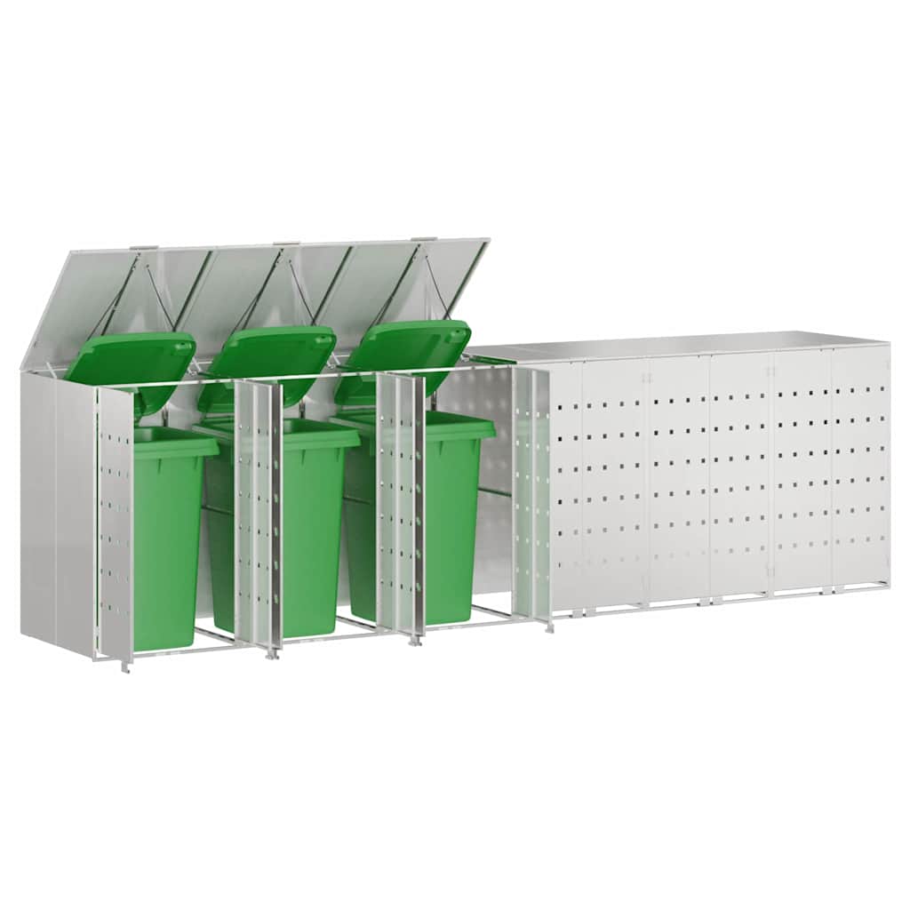 Wheelie Bin Opbevaring til 3 Affaldscontainere Rustfrit stål