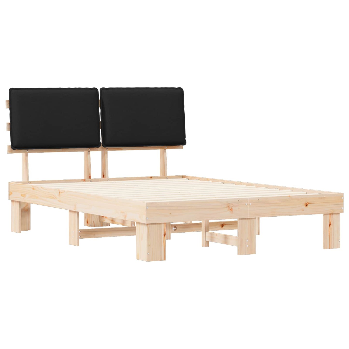 Sengestel med Polstret Hovedgavl Sort 160 x 200 cm