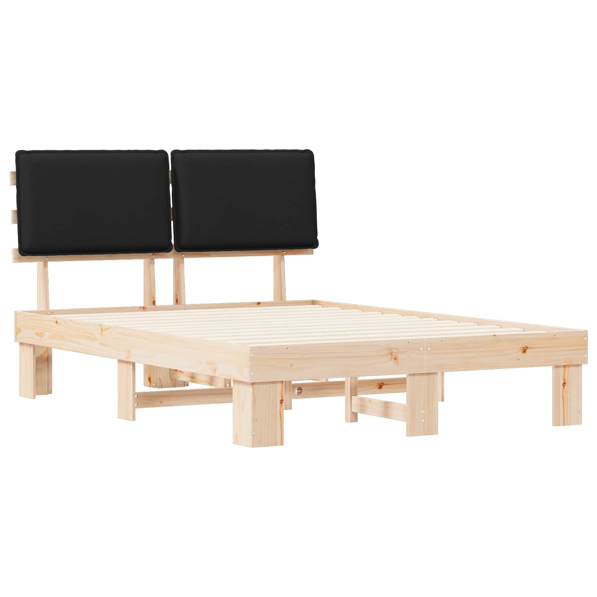 Sengestel med Polstret Hovedgavl Sort 150 x 200 cm