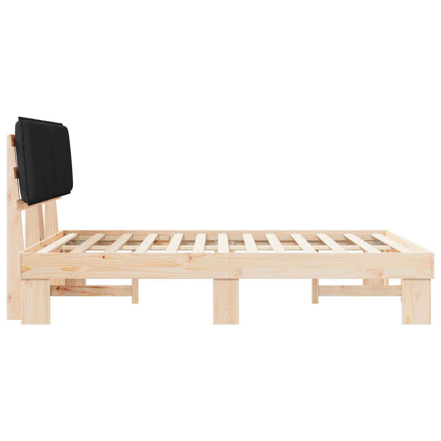 Sengestel med Polstret Hovedgavl Sort 150 x 200 cm