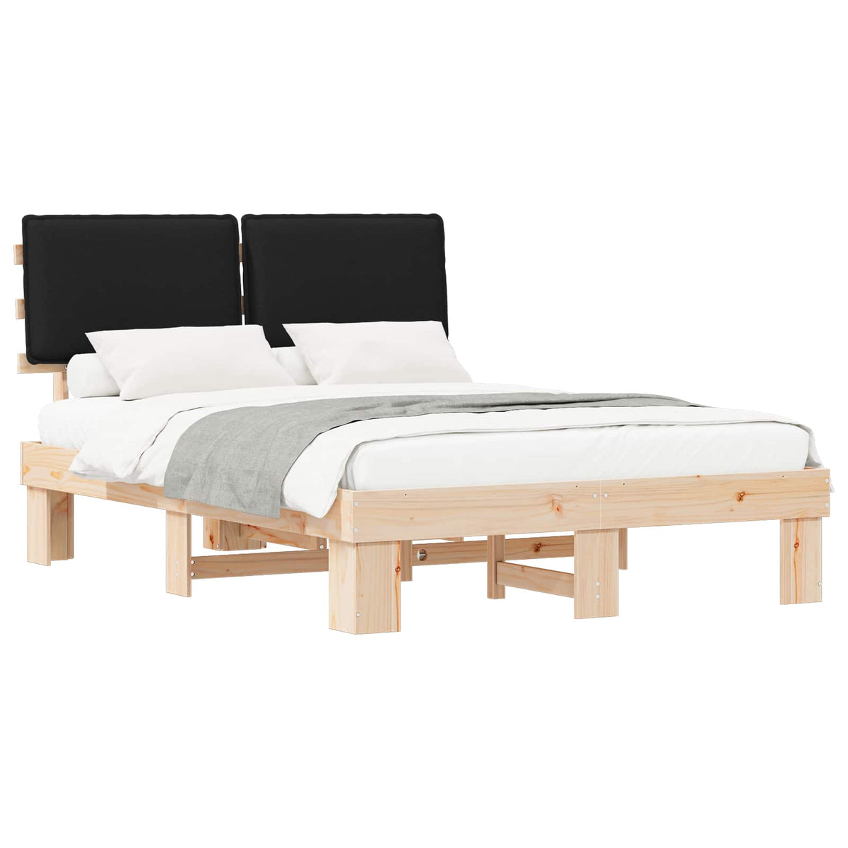 Sengestel med Polstret Hovedgavl Sort 140 x 190 cm