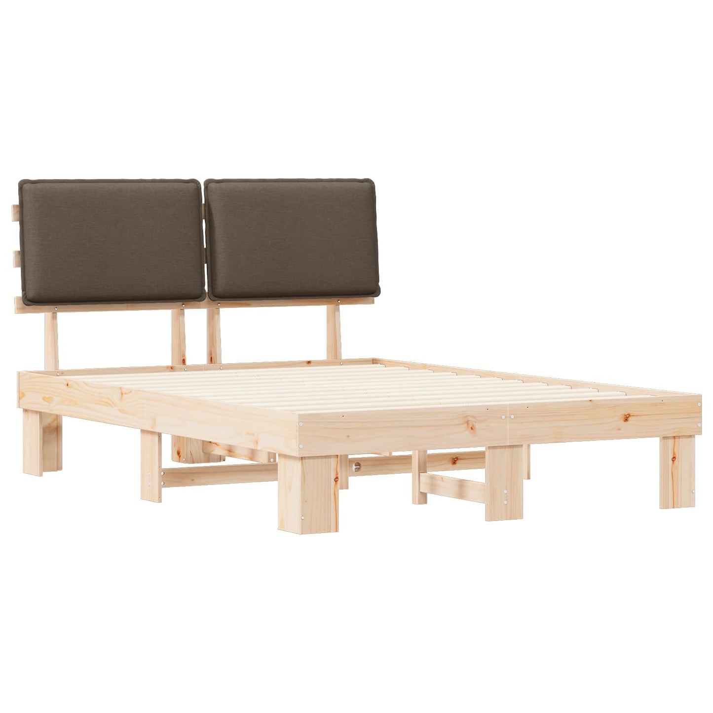 Sengestel med Polstret Hovedgavl Gråbrun 140 x 190 cm
