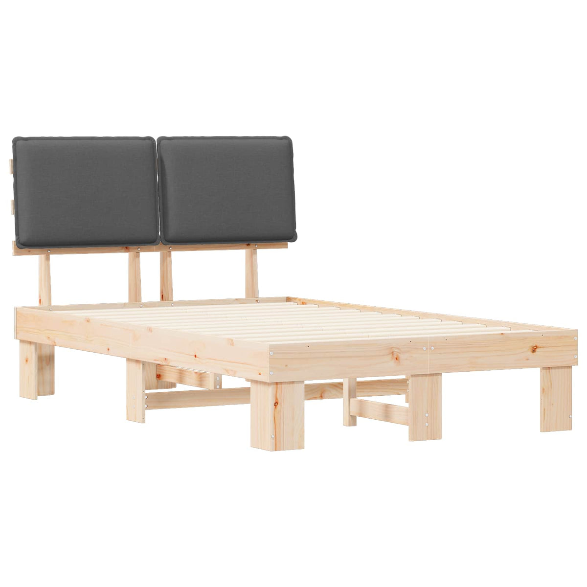 Sengestel med Polstret Hovedgavl Mørkegrå 120 x 190 cm