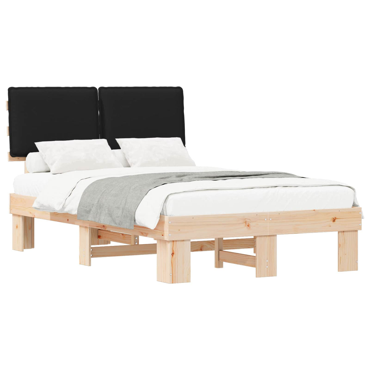 Sengestel med Polstret Hovedgavl Sort 120 x 190 cm