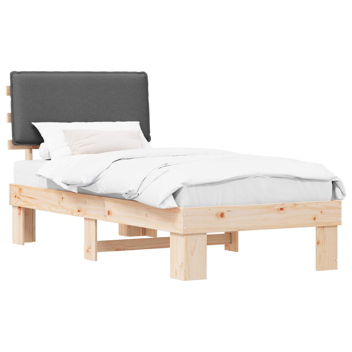 Sengestel med Polstret Hovedgavl Mørkegrå 90 x 200 cm