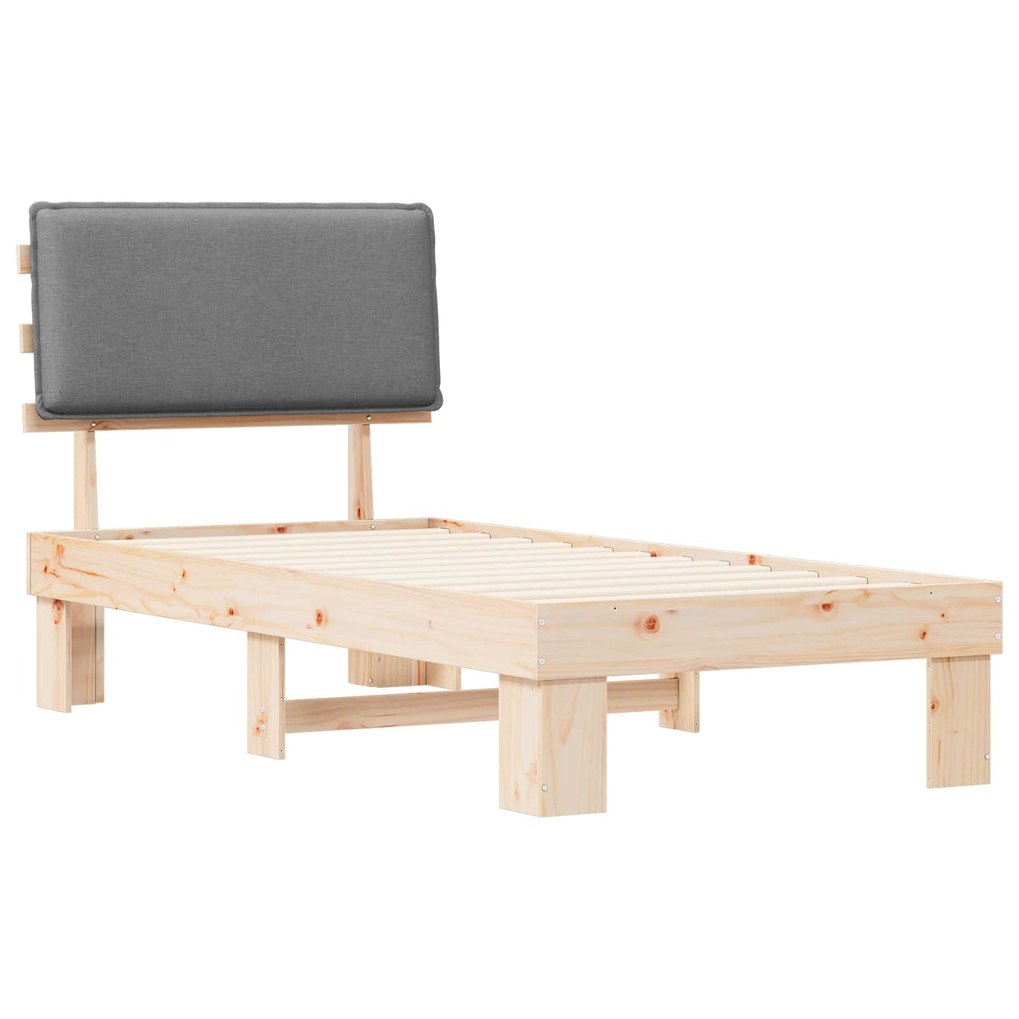Sengestel med Polstret Hovedgavl Lysegrå 80 x 200 cm