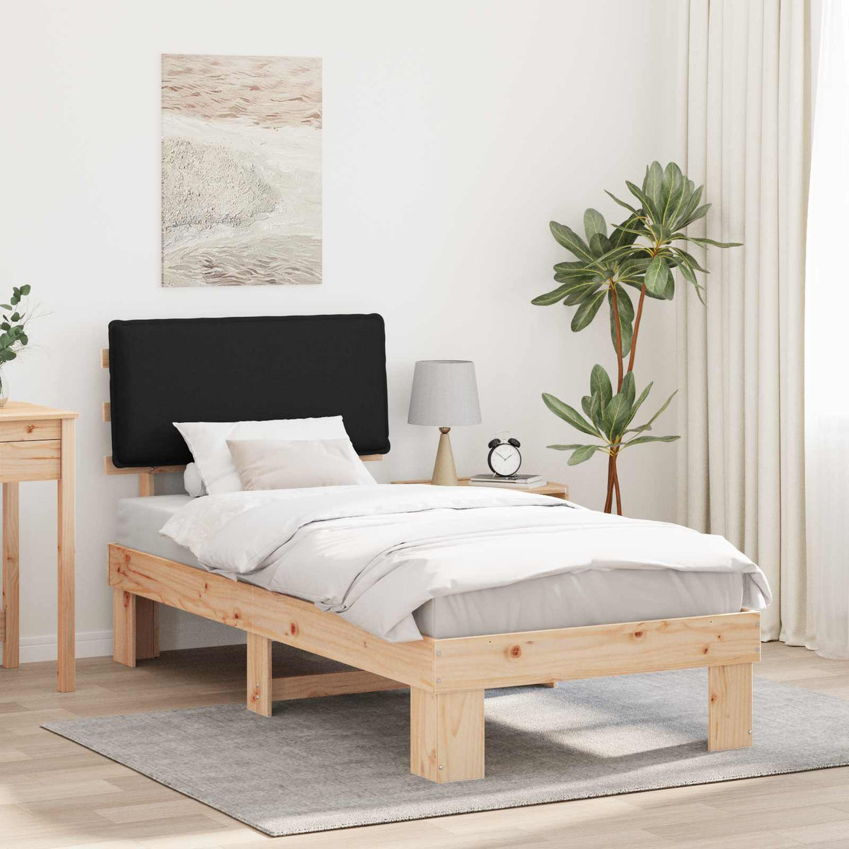 Sengestel med Polstret Hovedgavl Sort 80 x 200 cm