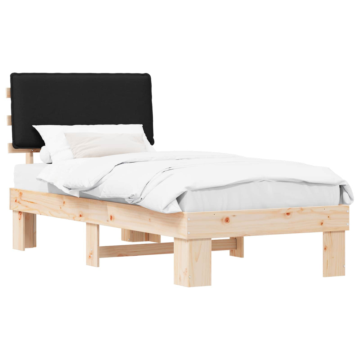 Sengestel med Polstret Hovedgavl Sort 80 x 200 cm