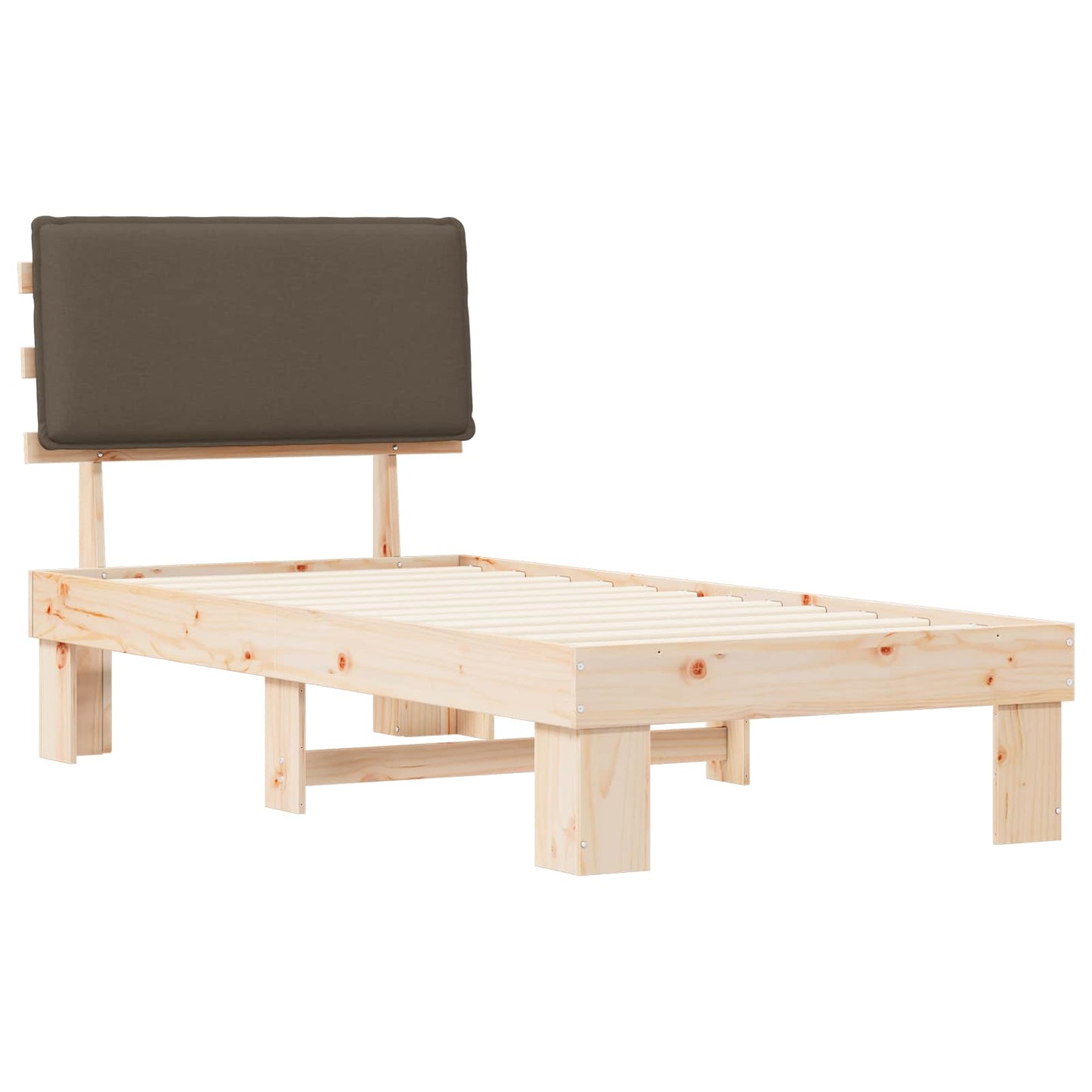 Sengestel med Polstret Hovedgavl Gråbrun 80 x 200 cm