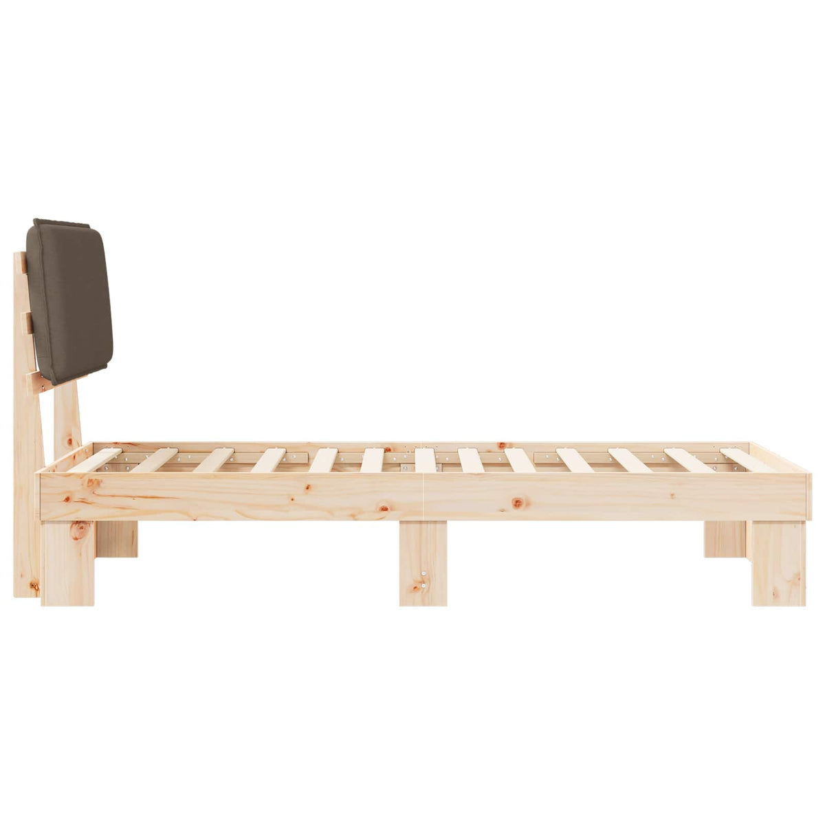 Sengestel med Polstret Hovedgavl Gråbrun 90 x 190 cm