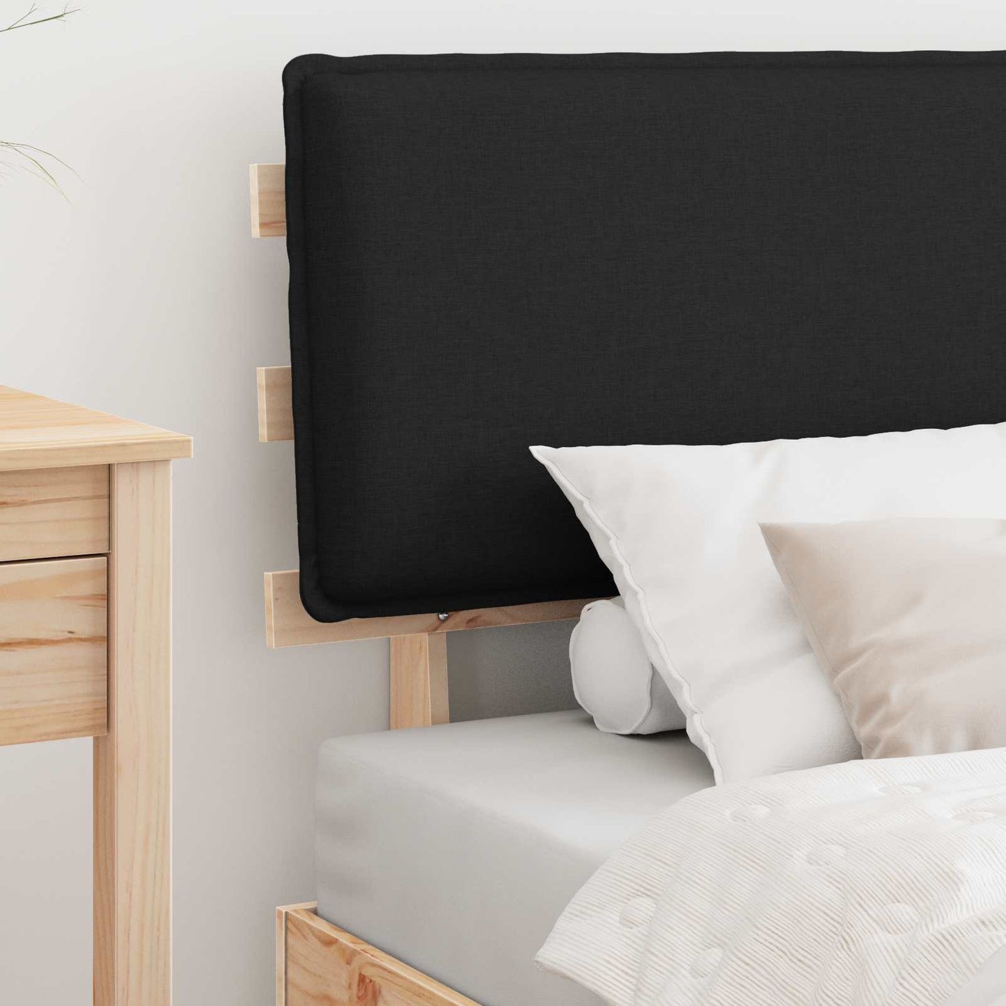 Sengestel med Polstret Hovedgavl Sort 75 x 190 cm