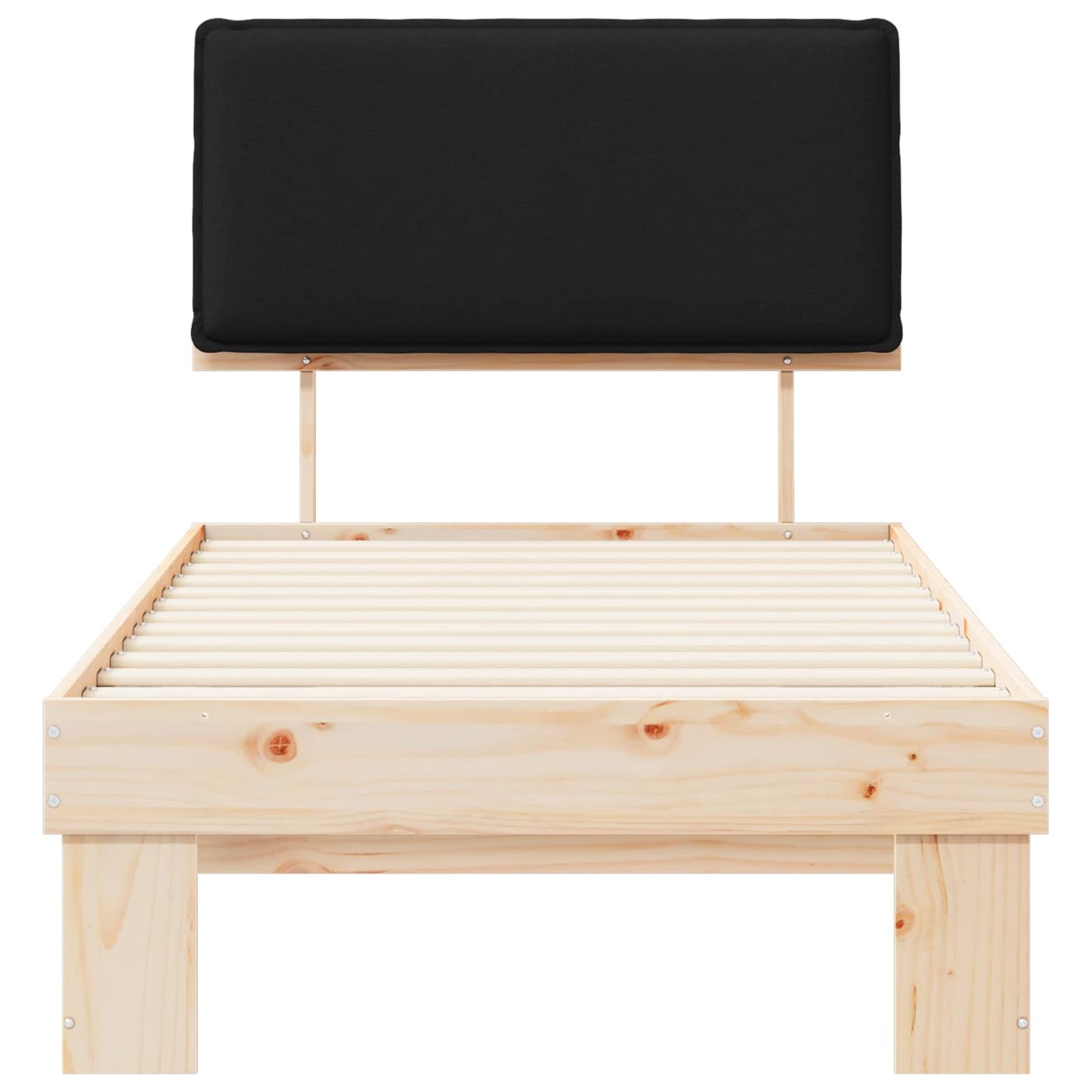 Sengestel med Polstret Hovedgavl Sort 75 x 190 cm