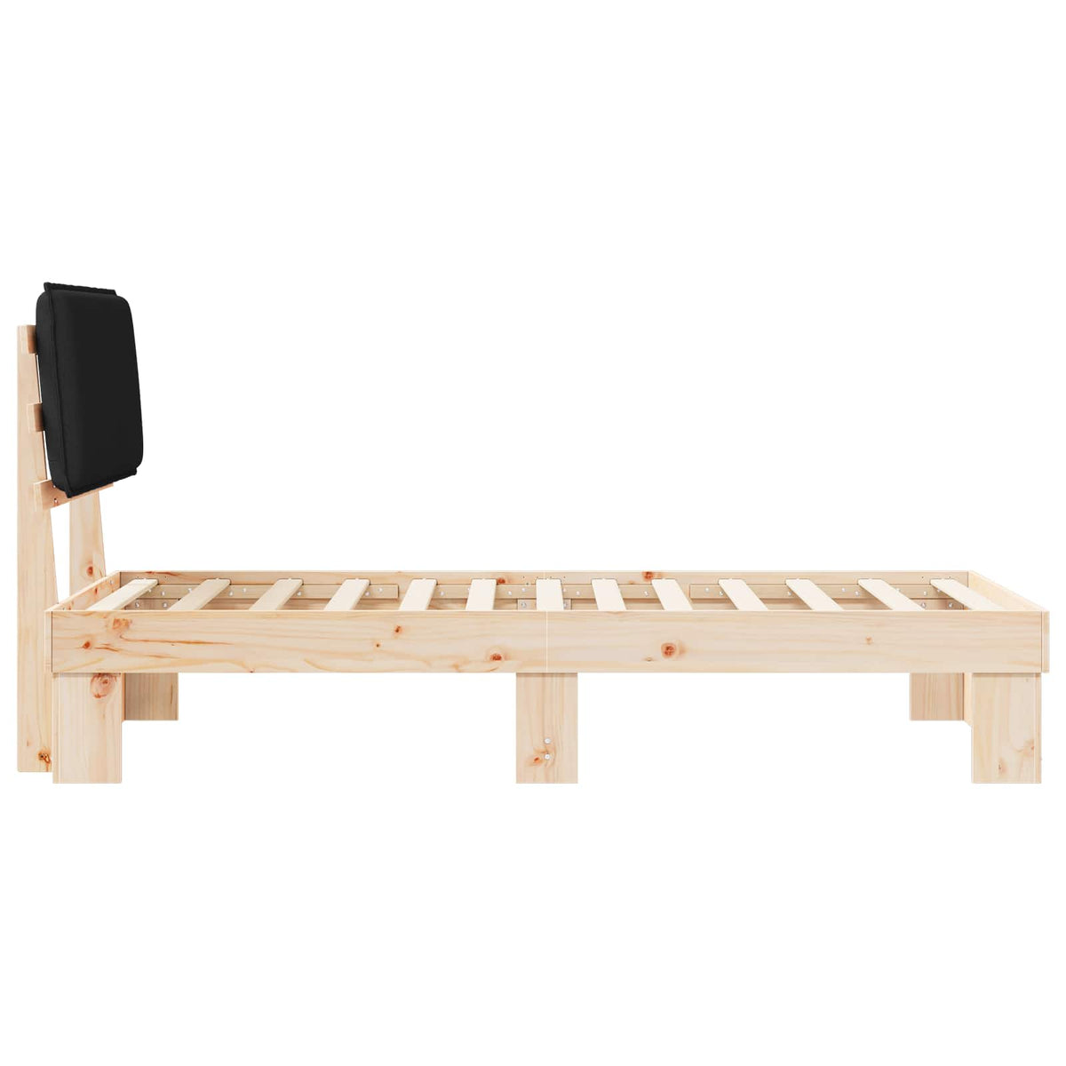 Sengestel med Polstret Hovedgavl Sort 75 x 190 cm