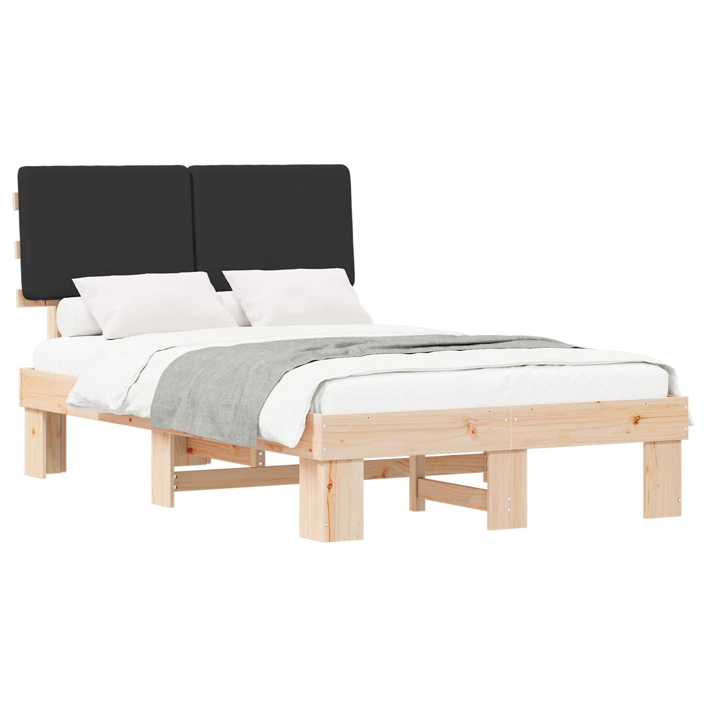 Sengestel med Polstret Hovedgavl Sort 120 x 200 cm