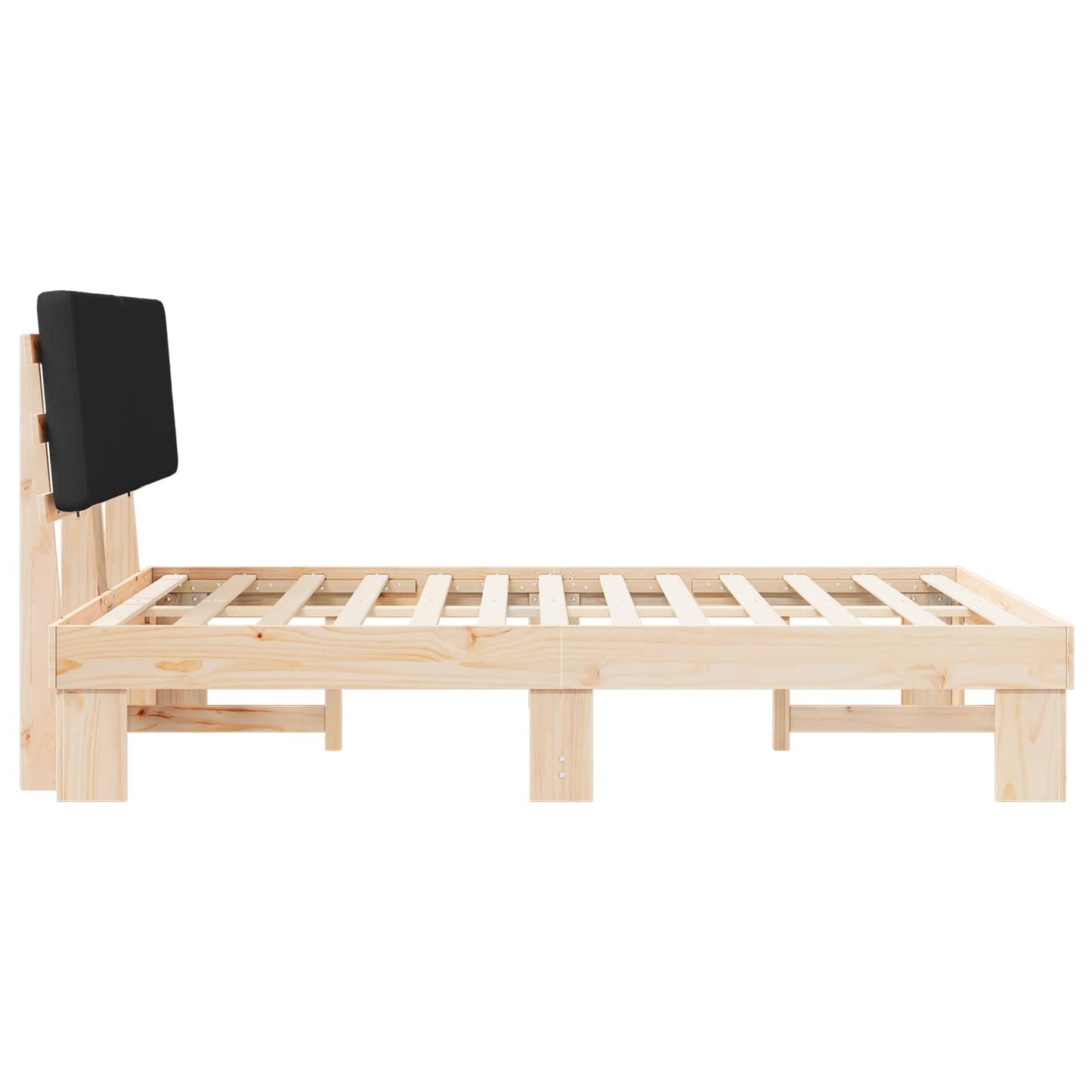 Sengestel med Polstret Hovedgavl Sort 135 x 190 cm