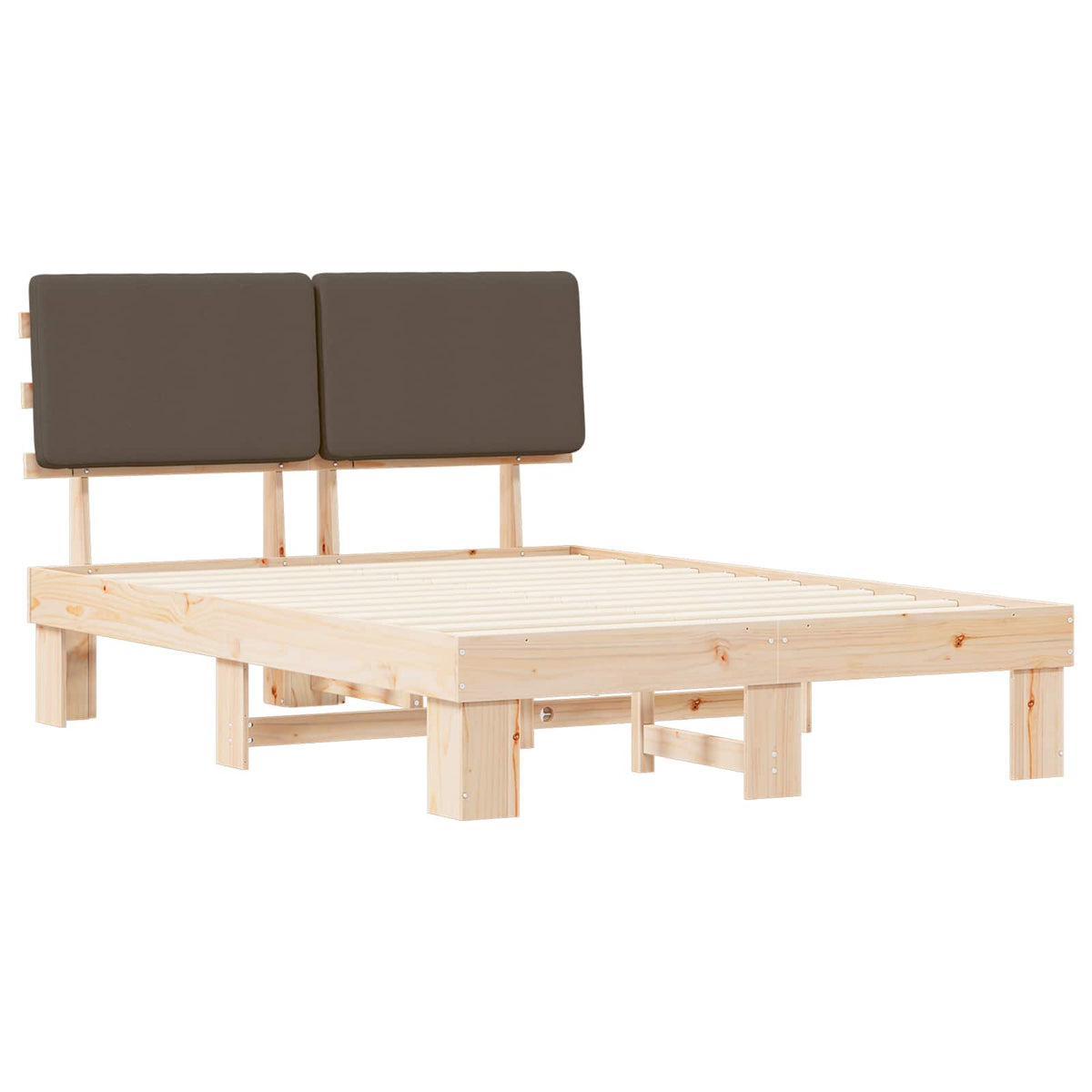 Sengestel med Polstret Hovedgavl Gråbrun 120 x 190 cm