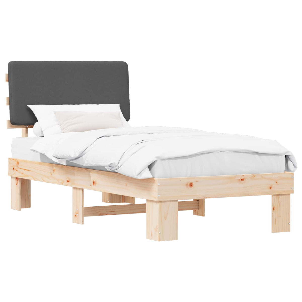 Sengestel med Polstret Hovedgavl Mørkegrå 90 x 200 cm
