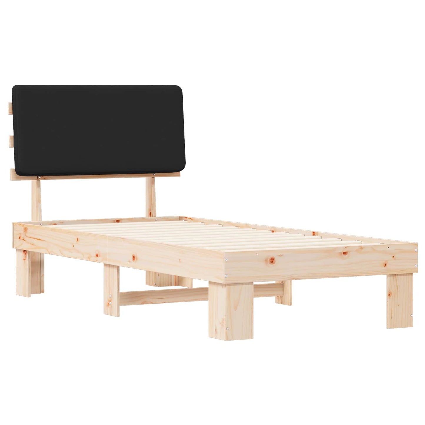 Sengestel med Polstret Hovedgavl Sort 90 x 200 cm