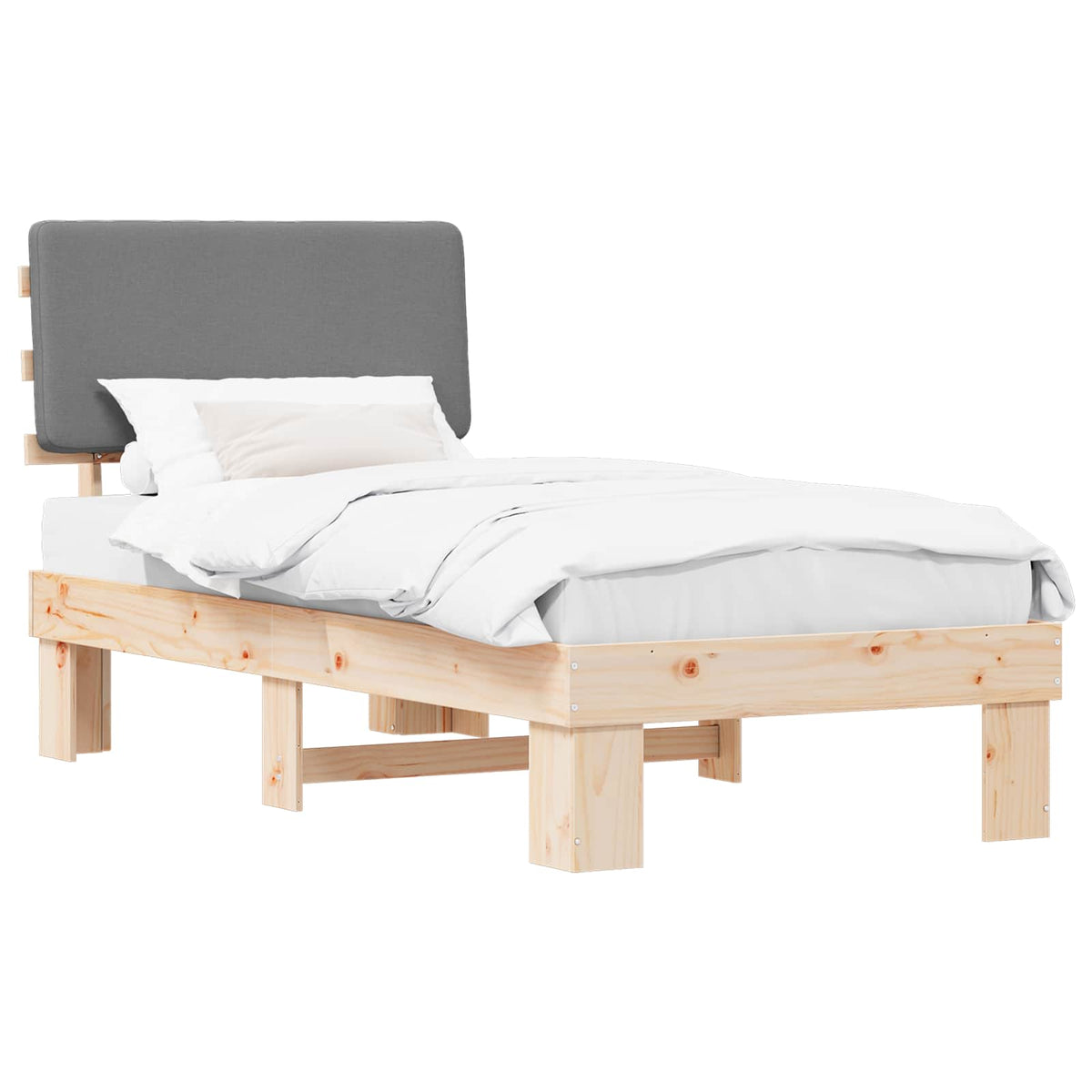 Sengestel med Polstret Hovedgavl Lysegrå 75 x 190 cm