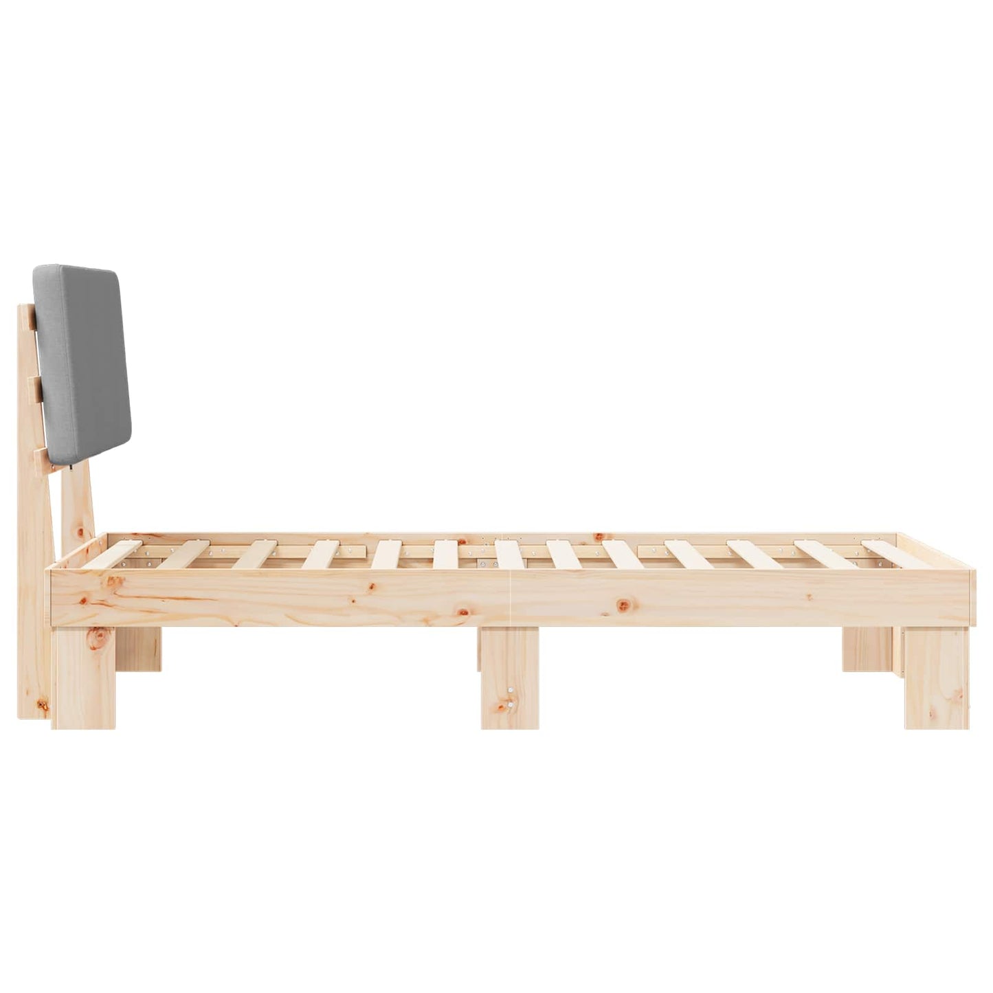 Sengestel med Polstret Hovedgavl Lysegrå 75 x 190 cm