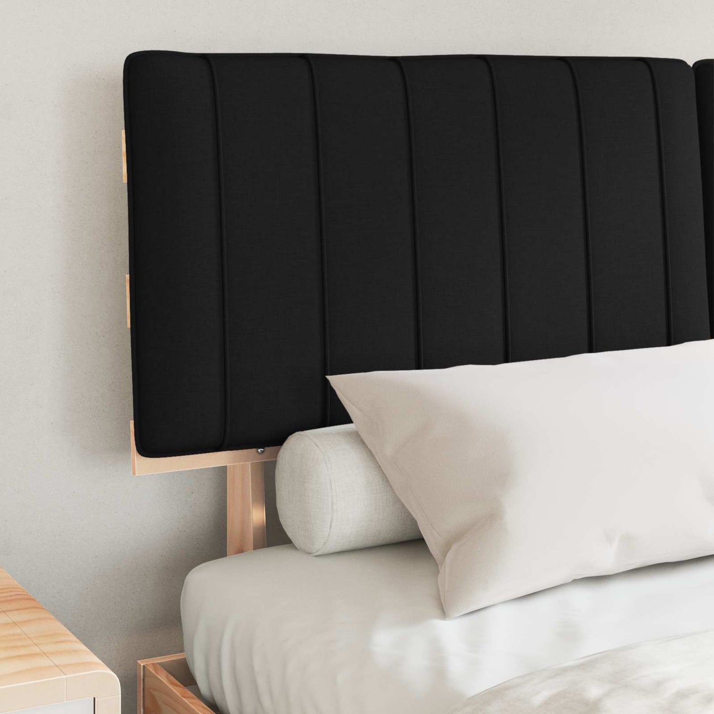 Sengestel med Polstret Hovedgavl Sort 160 x 200 cm