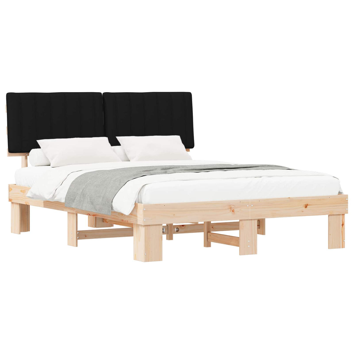 Sengestel med Polstret Hovedgavl Sort 160 x 200 cm