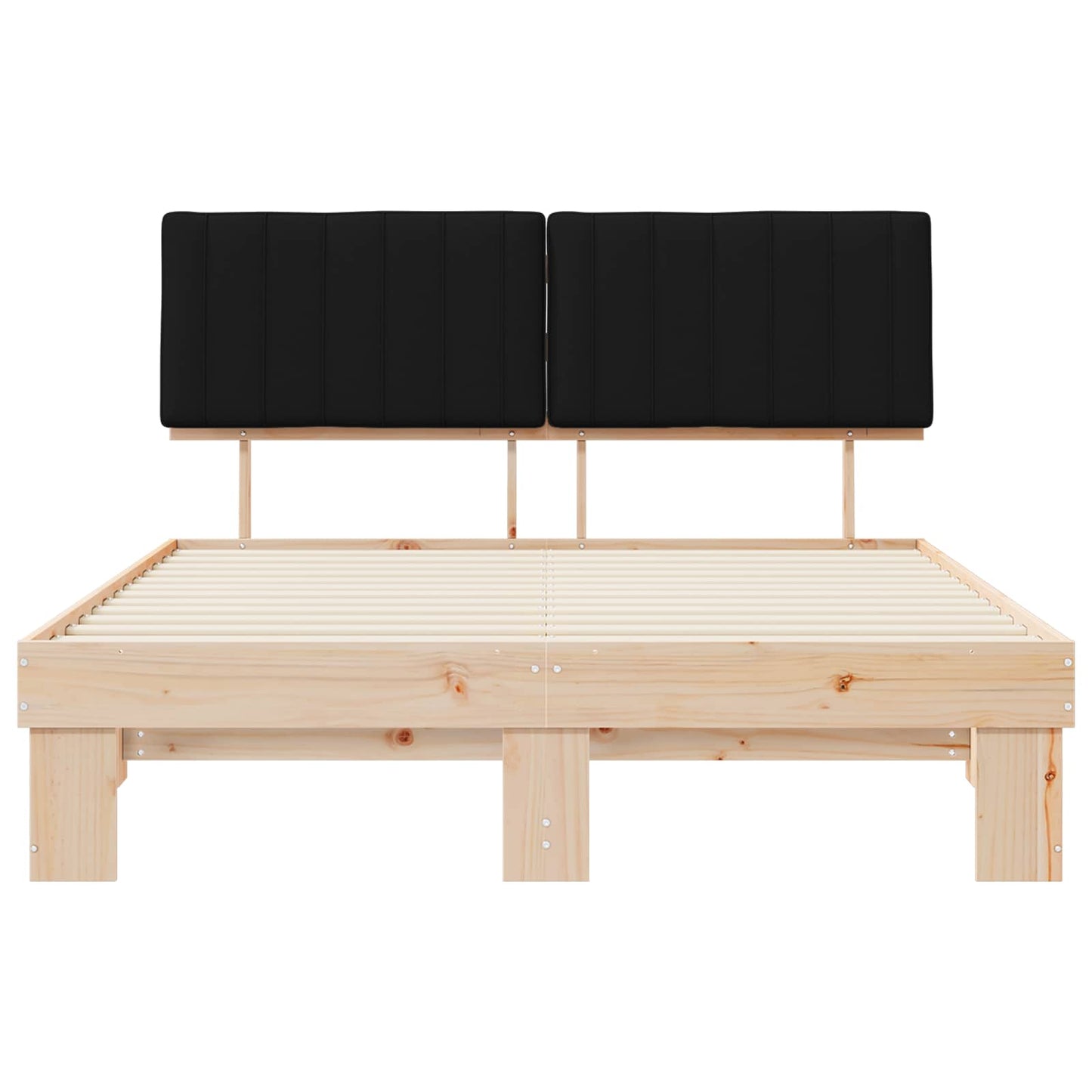 Sengestel med Polstret Hovedgavl Sort 150 x 200 cm