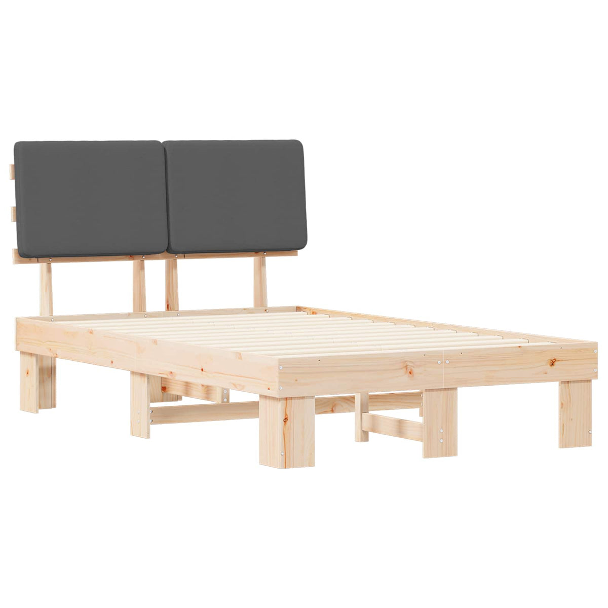 Sengestel med Polstret Hovedgavl Mørkegrå 120 x 200 cm