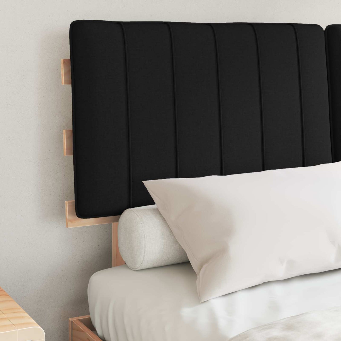 Sengestel med Polstret Hovedgavl Sort 140 x 190 cm