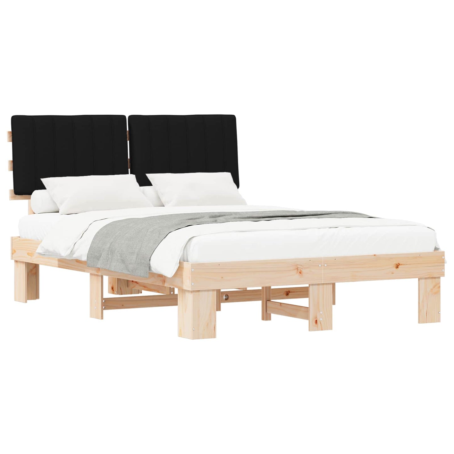 Sengestel med Polstret Hovedgavl Sort 140 x 190 cm