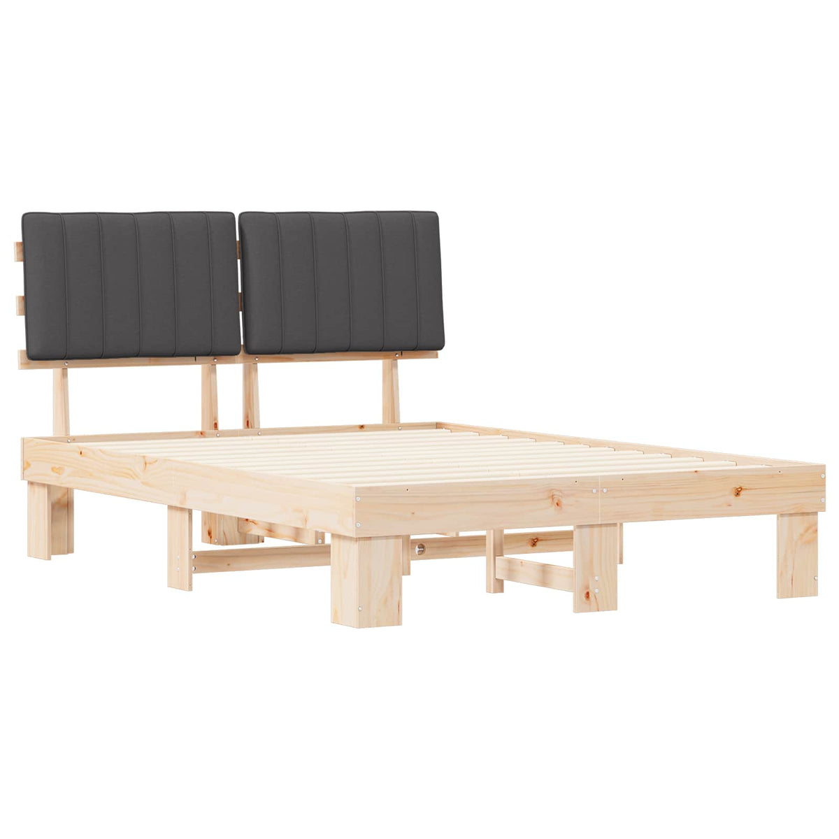 Sengestel med Polstret Hovedgavl Mørkegrå 135 x 190 cm