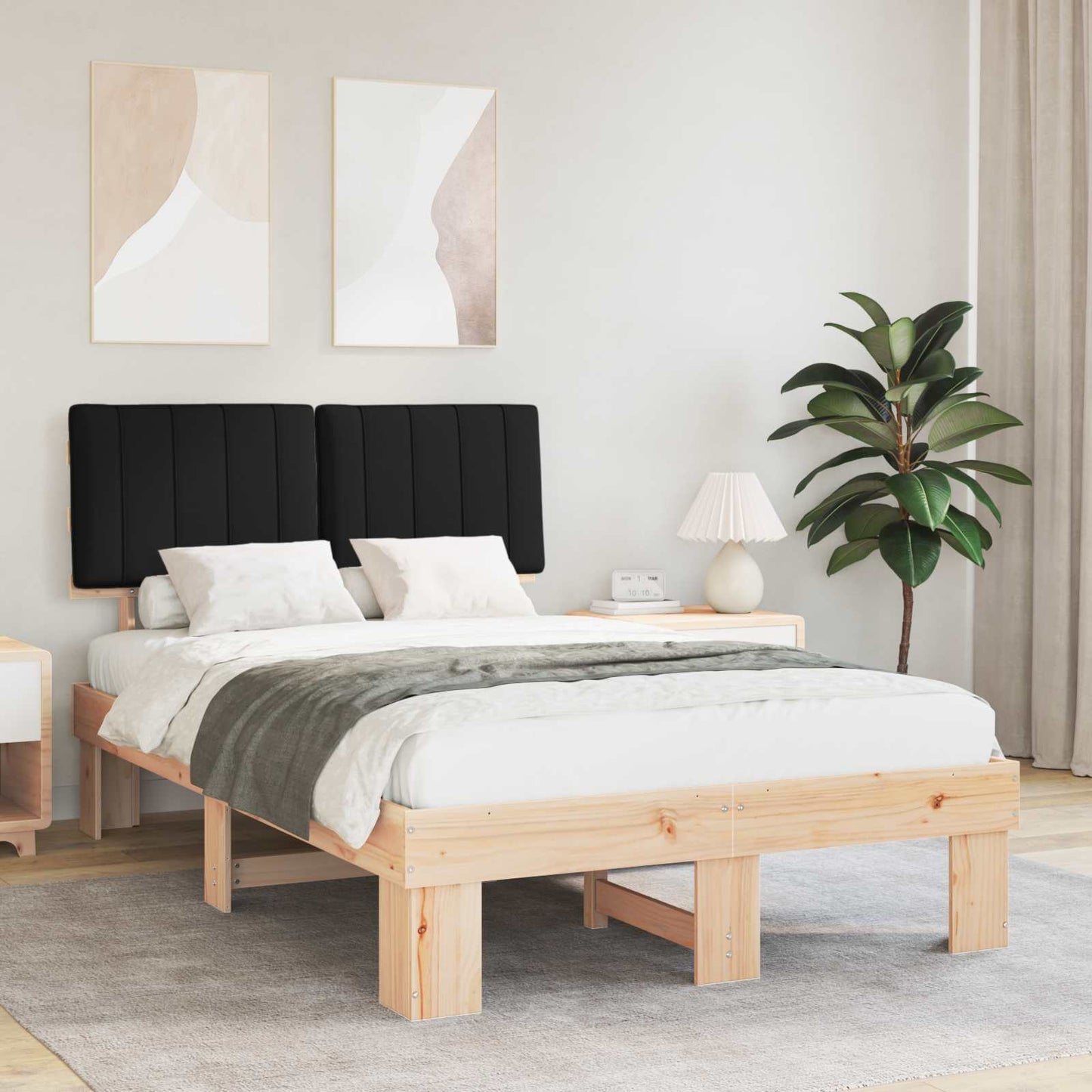 Sengestel med Polstret Hovedgavl Sort 120 x 190 cm