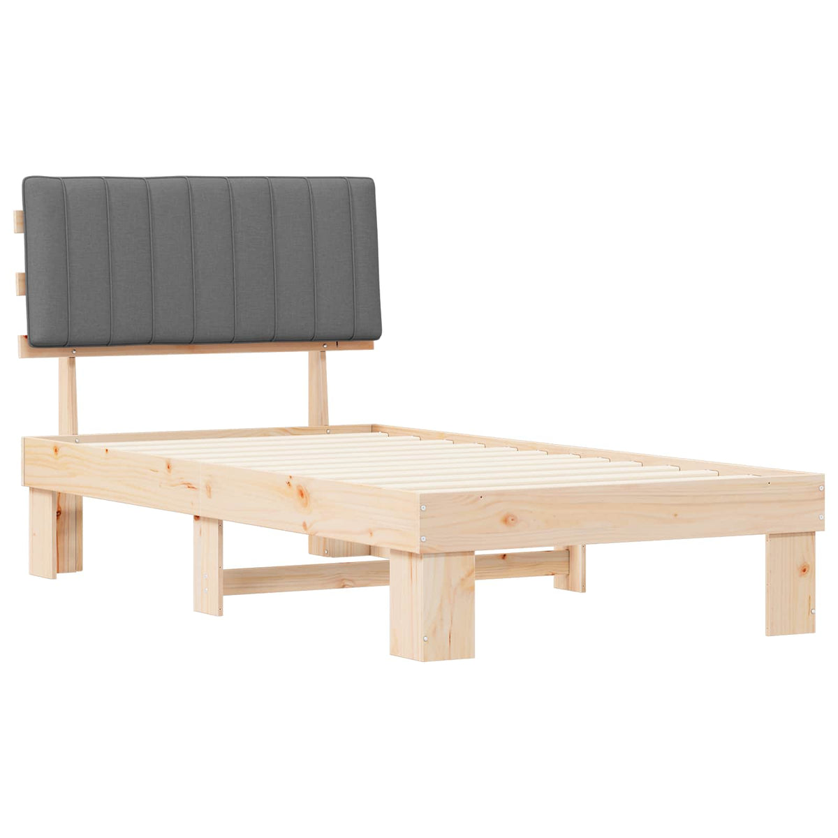 Sengestel med Polstret Hovedgavl Lysegrå 100 x 200 cm