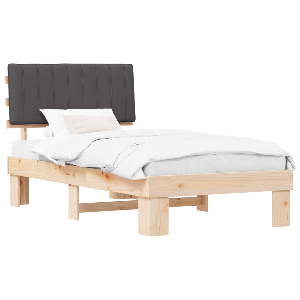 Sengestel med Polstret Hovedgavl Mørkegrå 100 x 200 cm