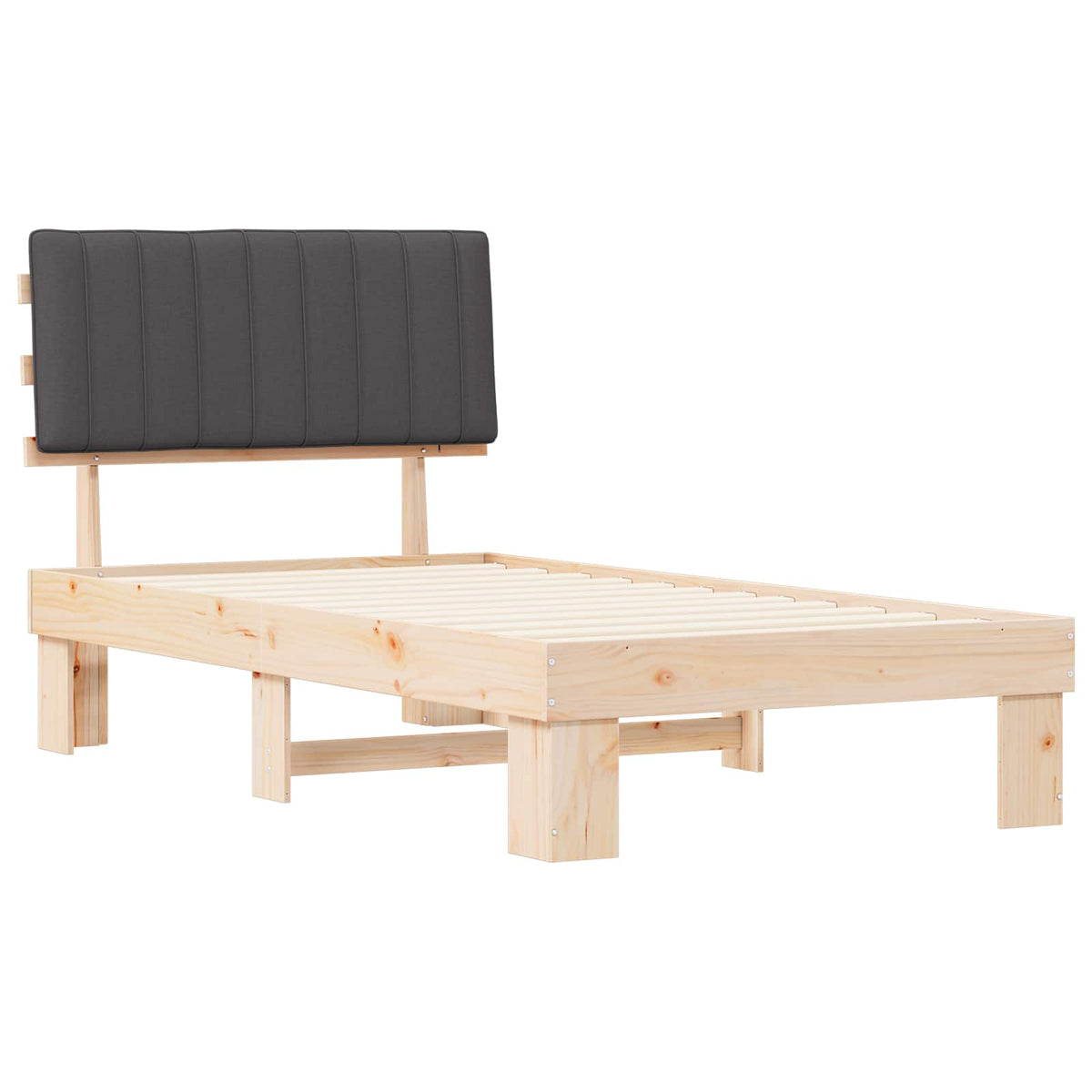 Sengestel med Polstret Hovedgavl Mørkegrå 100 x 200 cm