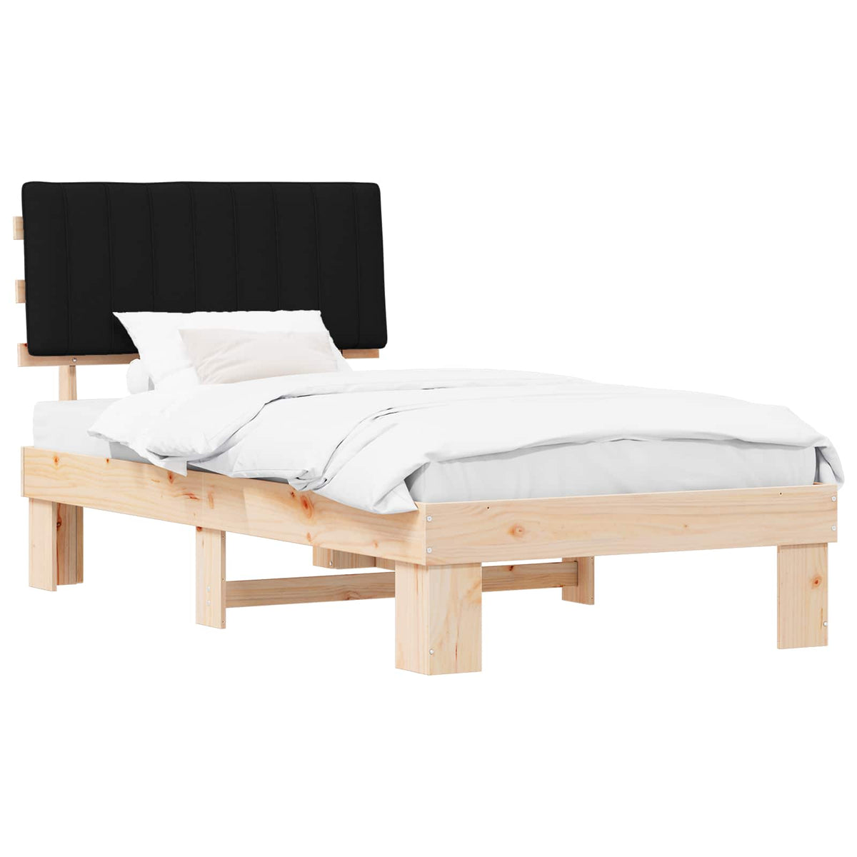Sengestel med Polstret Hovedgavl Sort 100 x 200 cm