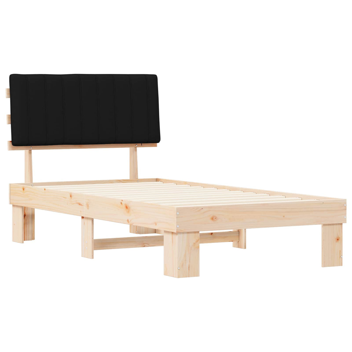 Sengestel med Polstret Hovedgavl Sort 100 x 200 cm