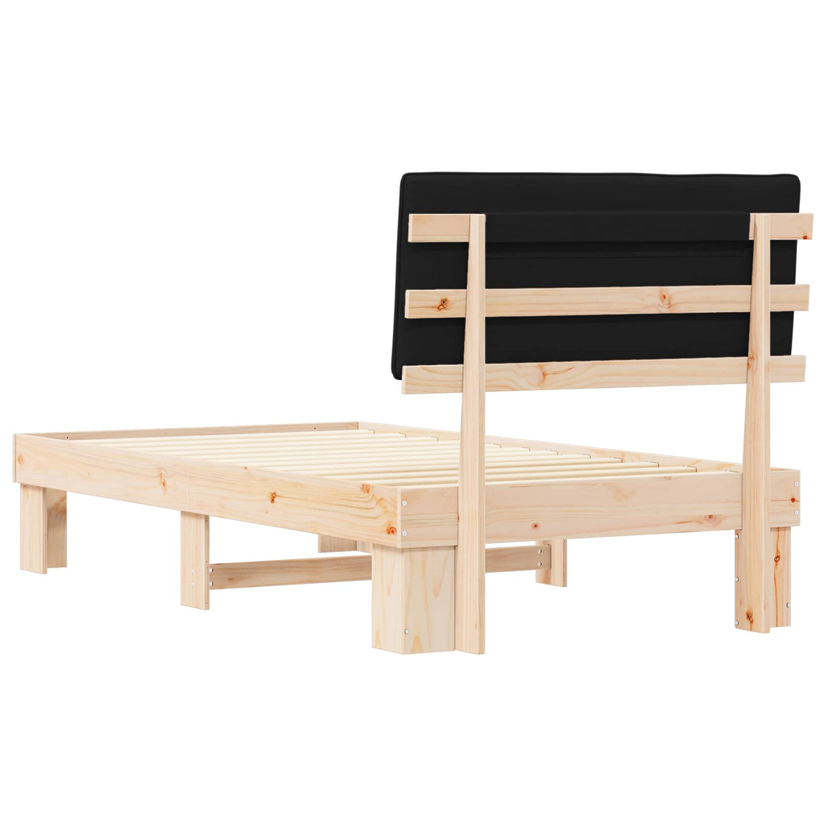 Sengestel med Polstret Hovedgavl Sort 100 x 200 cm